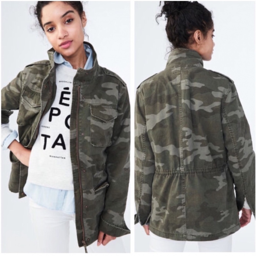 Aeropostale Cotton Twill Camo Jacket Green Women's S‎ Gorpcore  Utlity Military